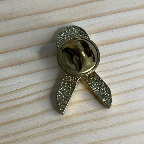 Alzheimers Awareness Yellow & Burgundy Ribbon Lapel Pin - Picture 2 of 5